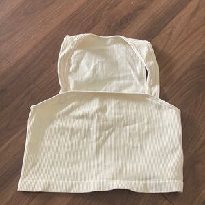 Cream Ribbed Crop Top